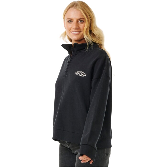 2024 Rip Curl Frauen Soleil 1/4 Zip Pull Over 06IWFL - Black